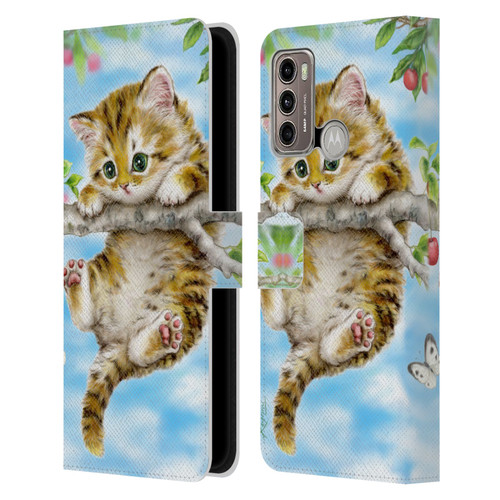 Kayomi Harai Animals And Fantasy Cherry Tree Kitten Leather Book Wallet Case Cover For Motorola Moto G60 / Moto G40 Fusion