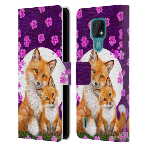 Kayomi Harai Animals And Fantasy Mother & Baby Fox Leather Book Wallet Case Cover For Motorola Moto E7