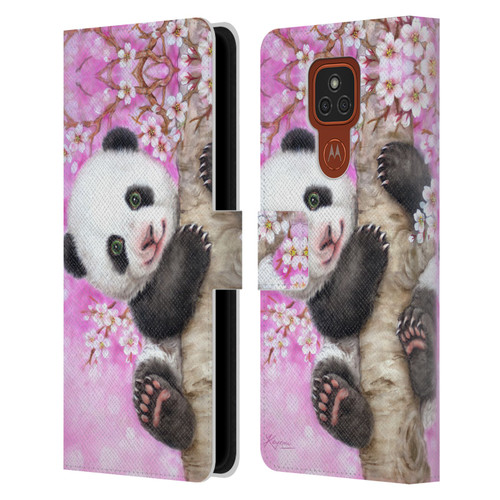 Kayomi Harai Animals And Fantasy Cherry Blossom Panda Leather Book Wallet Case Cover For Motorola Moto E7 Plus