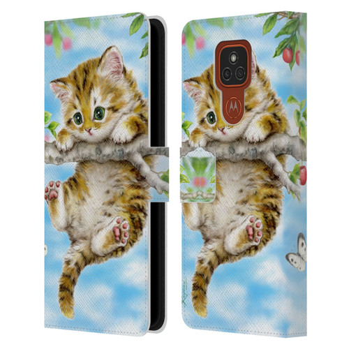Kayomi Harai Animals And Fantasy Cherry Tree Kitten Leather Book Wallet Case Cover For Motorola Moto E7 Plus