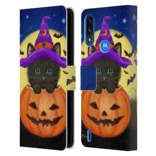 Kayomi Harai Animals And Fantasy Halloween With Cat Leather Book Wallet Case Cover For Motorola Moto E7 Power / Moto E7i Power