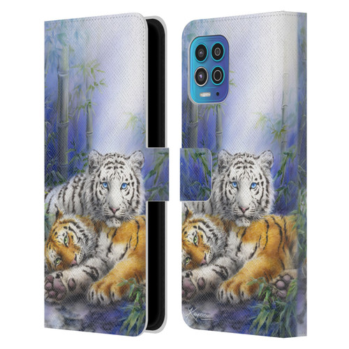 Kayomi Harai Animals And Fantasy Asian Tiger Couple Leather Book Wallet Case Cover For Motorola Moto G100