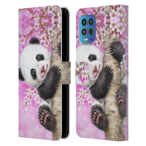 Kayomi Harai Animals And Fantasy Cherry Blossom Panda Leather Book Wallet Case Cover For Motorola Moto G100