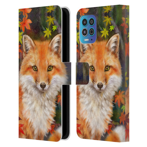 Kayomi Harai Animals And Fantasy Fox With Autumn Leaves Leather Book Wallet Case Cover For Motorola Moto G100