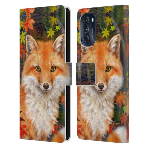 Kayomi Harai Animals And Fantasy Fox With Autumn Leaves Leather Book Wallet Case Cover For Motorola Moto G (2022)