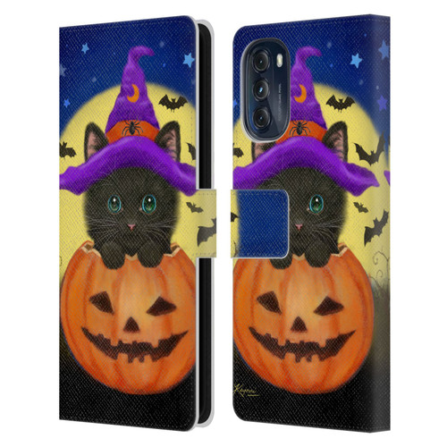 Kayomi Harai Animals And Fantasy Halloween With Cat Leather Book Wallet Case Cover For Motorola Moto G (2022)