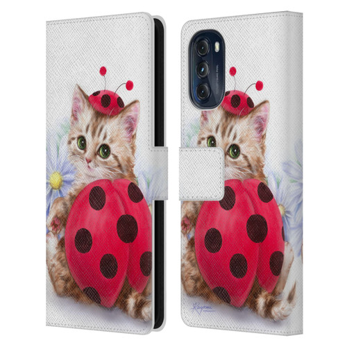 Kayomi Harai Animals And Fantasy Kitten Cat Lady Bug Leather Book Wallet Case Cover For Motorola Moto G (2022)