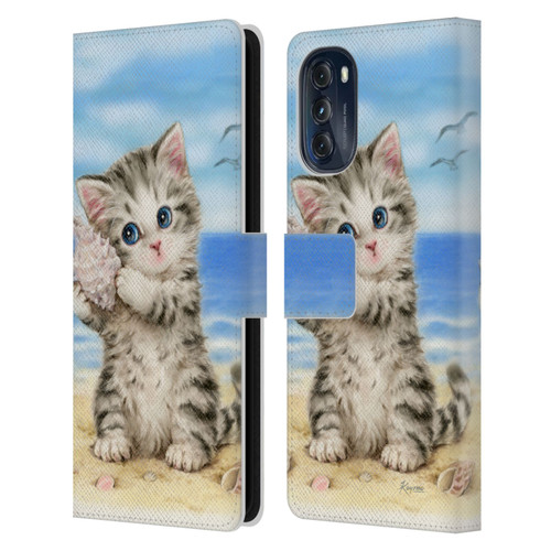 Kayomi Harai Animals And Fantasy Seashell Kitten At Beach Leather Book Wallet Case Cover For Motorola Moto G (2022)