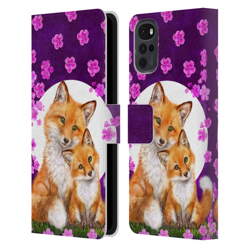Kayomi Harai Animals And Fantasy Mother & Baby Fox Leather Book Wallet Case Cover For Motorola Moto G22