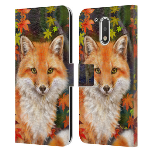Kayomi Harai Animals And Fantasy Fox With Autumn Leaves Leather Book Wallet Case Cover For Motorola Moto G41