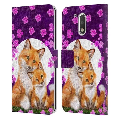 Kayomi Harai Animals And Fantasy Mother & Baby Fox Leather Book Wallet Case Cover For Motorola Moto G41