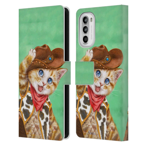 Kayomi Harai Animals And Fantasy Cowboy Kitten Leather Book Wallet Case Cover For Motorola Moto G52