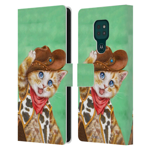 Kayomi Harai Animals And Fantasy Cowboy Kitten Leather Book Wallet Case Cover For Motorola Moto G9 Play