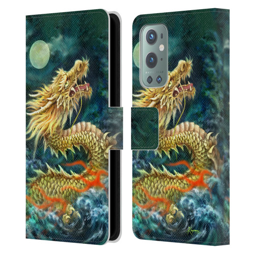 Kayomi Harai Animals And Fantasy Asian Dragon In The Moon Leather Book Wallet Case Cover For OnePlus 9