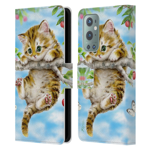 Kayomi Harai Animals And Fantasy Cherry Tree Kitten Leather Book Wallet Case Cover For OnePlus 9