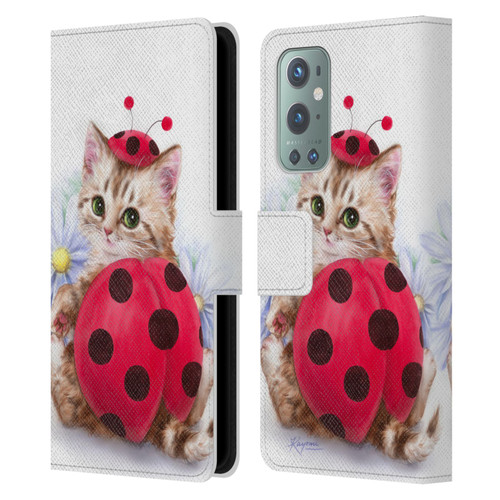 Kayomi Harai Animals And Fantasy Kitten Cat Lady Bug Leather Book Wallet Case Cover For OnePlus 9