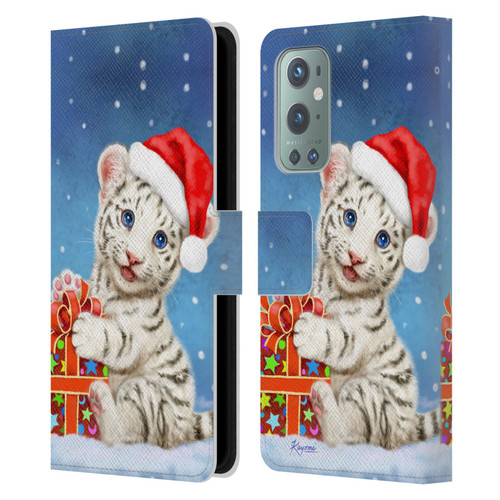 Kayomi Harai Animals And Fantasy White Tiger Christmas Gift Leather Book Wallet Case Cover For OnePlus 9
