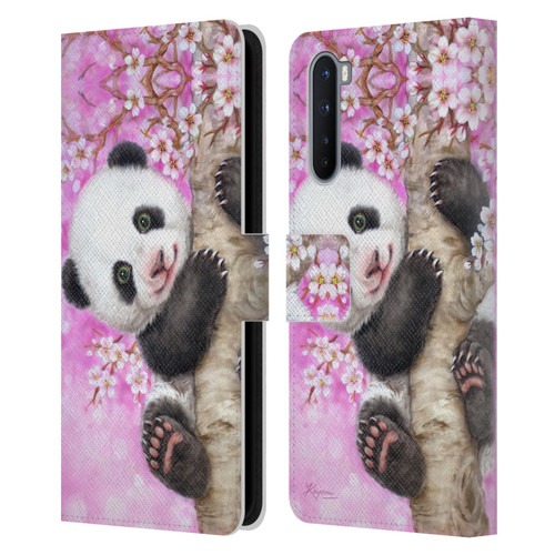 Kayomi Harai Animals And Fantasy Cherry Blossom Panda Leather Book Wallet Case Cover For OnePlus Nord 5G