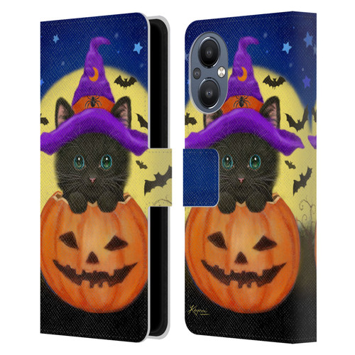 Kayomi Harai Animals And Fantasy Halloween With Cat Leather Book Wallet Case Cover For OnePlus Nord N20 5G