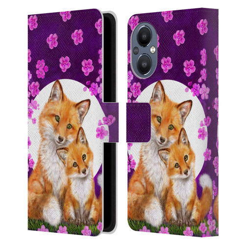 Kayomi Harai Animals And Fantasy Mother & Baby Fox Leather Book Wallet Case Cover For OnePlus Nord N20 5G
