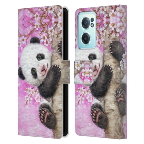 Kayomi Harai Animals And Fantasy Cherry Blossom Panda Leather Book Wallet Case Cover For OnePlus Nord CE 2 5G