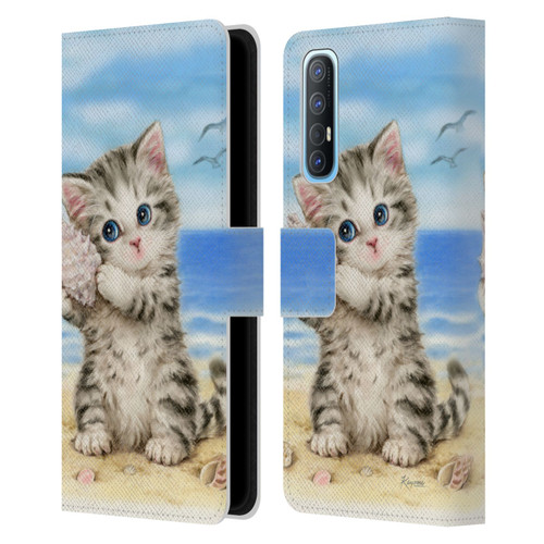 Kayomi Harai Animals And Fantasy Seashell Kitten At Beach Leather Book Wallet Case Cover For OPPO Find X2 Neo 5G