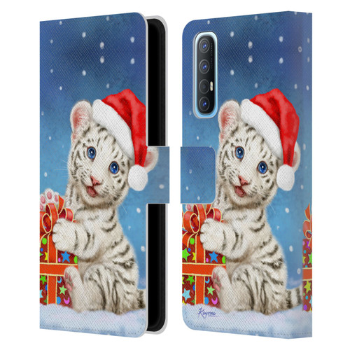 Kayomi Harai Animals And Fantasy White Tiger Christmas Gift Leather Book Wallet Case Cover For OPPO Find X2 Neo 5G