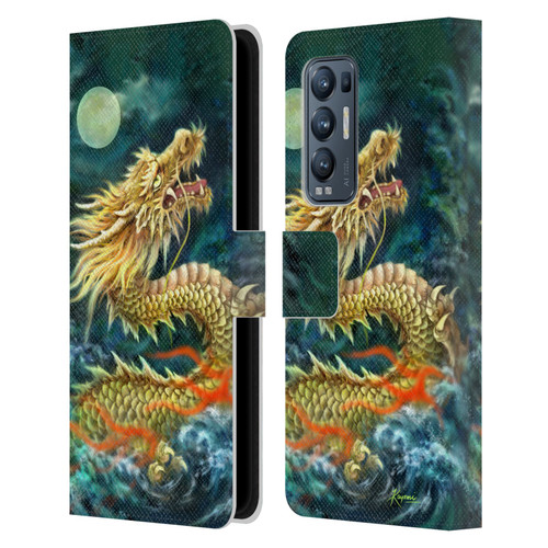 Kayomi Harai Animals And Fantasy Asian Dragon In The Moon Leather Book Wallet Case Cover For OPPO Find X3 Neo / Reno5 Pro+ 5G