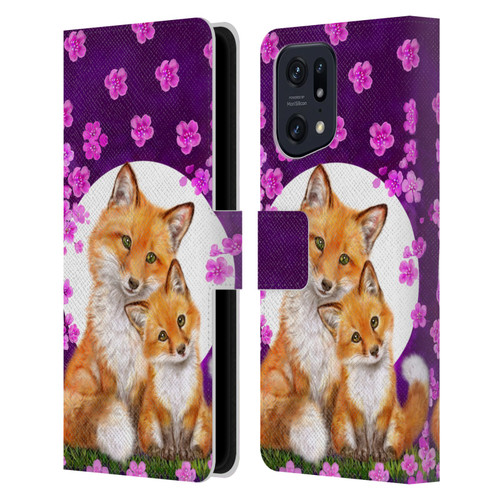 Kayomi Harai Animals And Fantasy Mother & Baby Fox Leather Book Wallet Case Cover For OPPO Find X5