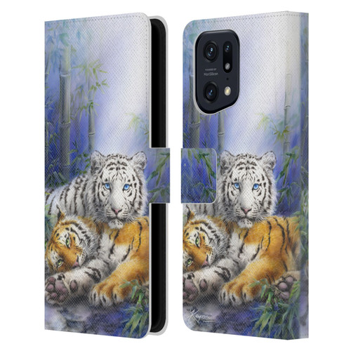 Kayomi Harai Animals And Fantasy Asian Tiger Couple Leather Book Wallet Case Cover For OPPO Find X5 Pro