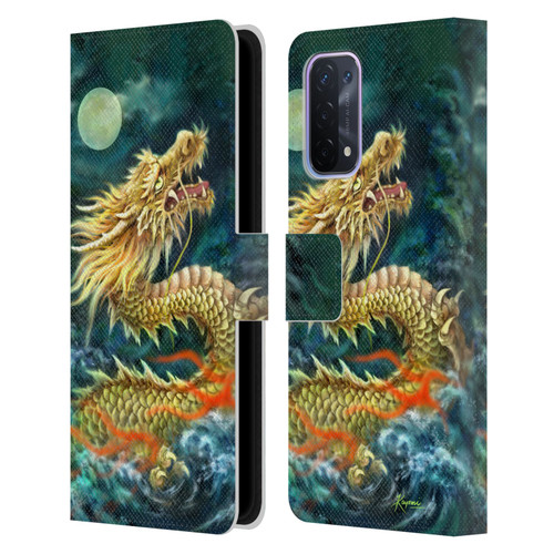 Kayomi Harai Animals And Fantasy Asian Dragon In The Moon Leather Book Wallet Case Cover For OPPO A54 5G