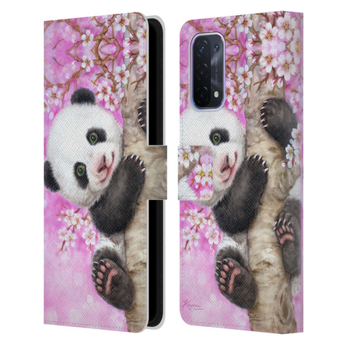 Kayomi Harai Animals And Fantasy Cherry Blossom Panda Leather Book Wallet Case Cover For OPPO A54 5G