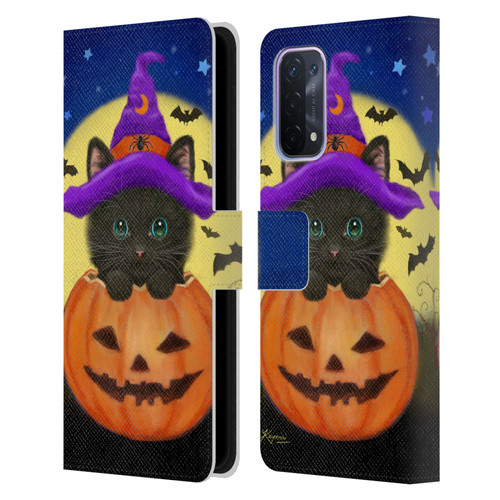 Kayomi Harai Animals And Fantasy Halloween With Cat Leather Book Wallet Case Cover For OPPO A54 5G