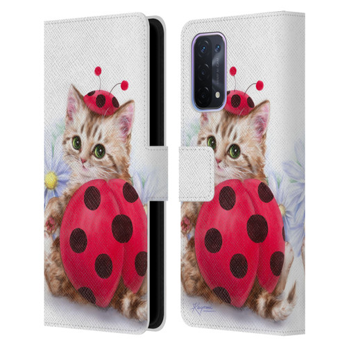 Kayomi Harai Animals And Fantasy Kitten Cat Lady Bug Leather Book Wallet Case Cover For OPPO A54 5G