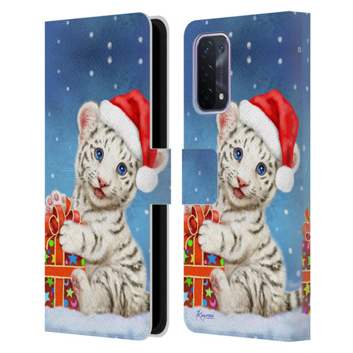 Kayomi Harai Animals And Fantasy White Tiger Christmas Gift Leather Book Wallet Case Cover For OPPO A54 5G