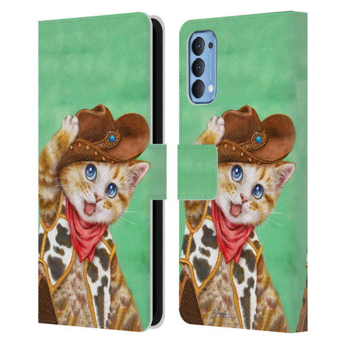 Kayomi Harai Animals And Fantasy Cowboy Kitten Leather Book Wallet Case Cover For OPPO Reno 4 5G