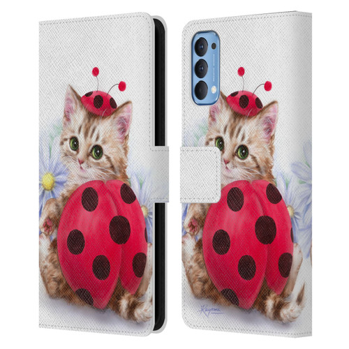 Kayomi Harai Animals And Fantasy Kitten Cat Lady Bug Leather Book Wallet Case Cover For OPPO Reno 4 5G
