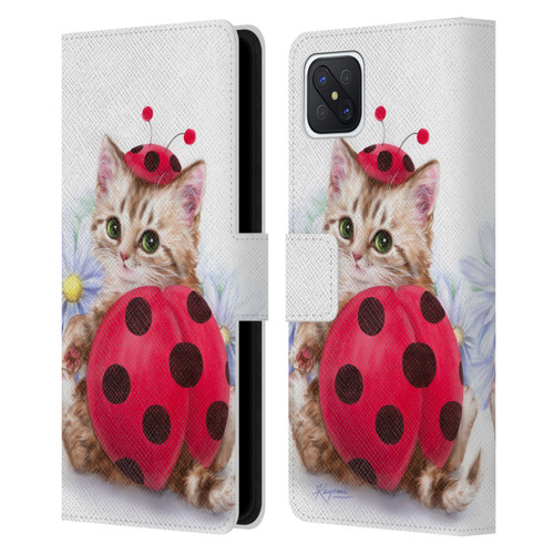 Kayomi Harai Animals And Fantasy Kitten Cat Lady Bug Leather Book Wallet Case Cover For OPPO Reno4 Z 5G