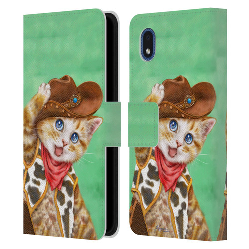 Kayomi Harai Animals And Fantasy Cowboy Kitten Leather Book Wallet Case Cover For Samsung Galaxy A01 Core (2020)