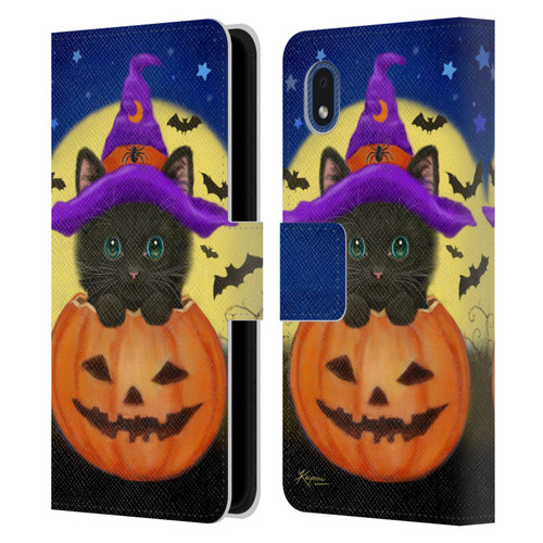 Kayomi Harai Animals And Fantasy Halloween With Cat Leather Book Wallet Case Cover For Samsung Galaxy A01 Core (2020)