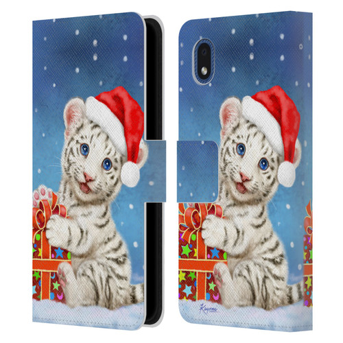 Kayomi Harai Animals And Fantasy White Tiger Christmas Gift Leather Book Wallet Case Cover For Samsung Galaxy A01 Core (2020)