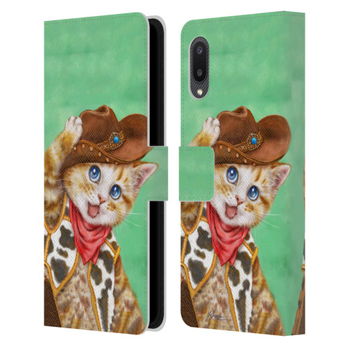 Kayomi Harai Animals And Fantasy Cowboy Kitten Leather Book Wallet Case Cover For Samsung Galaxy A02/M02 (2021)
