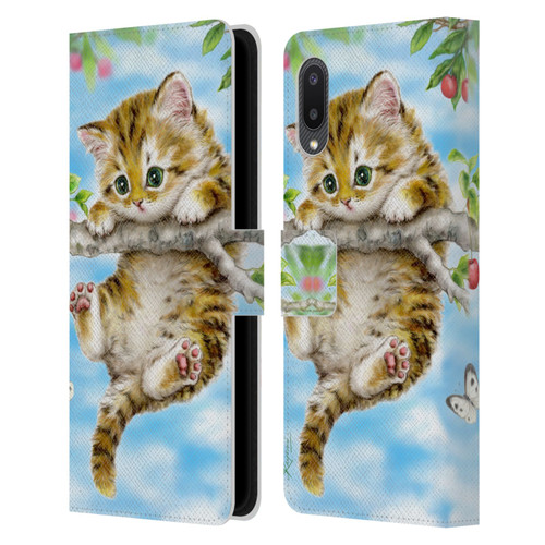 Kayomi Harai Animals And Fantasy Cherry Tree Kitten Leather Book Wallet Case Cover For Samsung Galaxy A02/M02 (2021)