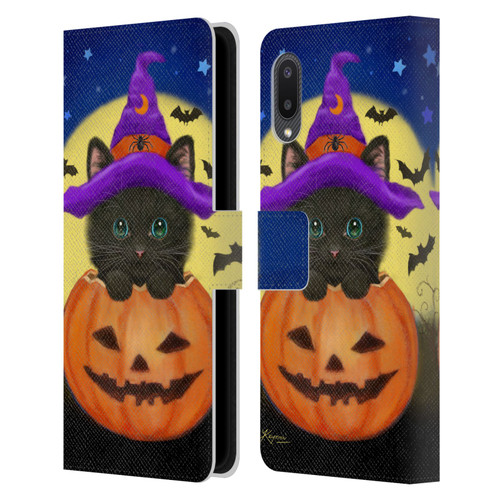 Kayomi Harai Animals And Fantasy Halloween With Cat Leather Book Wallet Case Cover For Samsung Galaxy A02/M02 (2021)