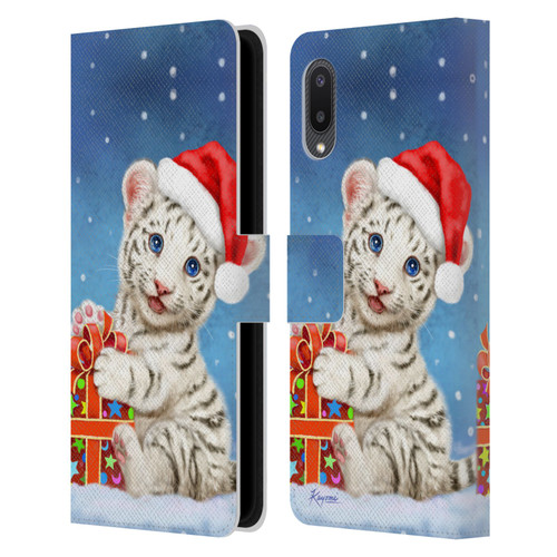Kayomi Harai Animals And Fantasy White Tiger Christmas Gift Leather Book Wallet Case Cover For Samsung Galaxy A02/M02 (2021)