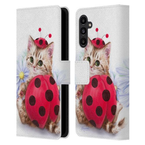 Kayomi Harai Animals And Fantasy Kitten Cat Lady Bug Leather Book Wallet Case Cover For Samsung Galaxy A13 5G (2021)