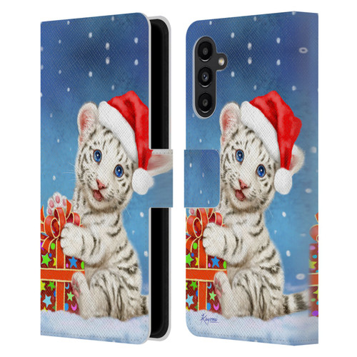 Kayomi Harai Animals And Fantasy White Tiger Christmas Gift Leather Book Wallet Case Cover For Samsung Galaxy A13 5G (2021)