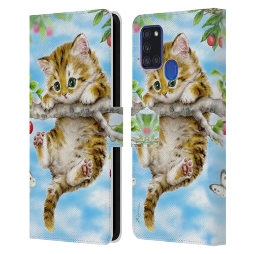 Kayomi Harai Animals And Fantasy Cherry Tree Kitten Leather Book Wallet Case Cover For Samsung Galaxy A21s (2020)