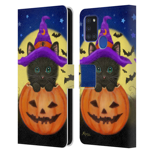 Kayomi Harai Animals And Fantasy Halloween With Cat Leather Book Wallet Case Cover For Samsung Galaxy A21s (2020)