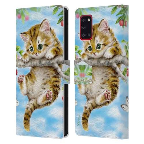 Kayomi Harai Animals And Fantasy Cherry Tree Kitten Leather Book Wallet Case Cover For Samsung Galaxy A31 (2020)
